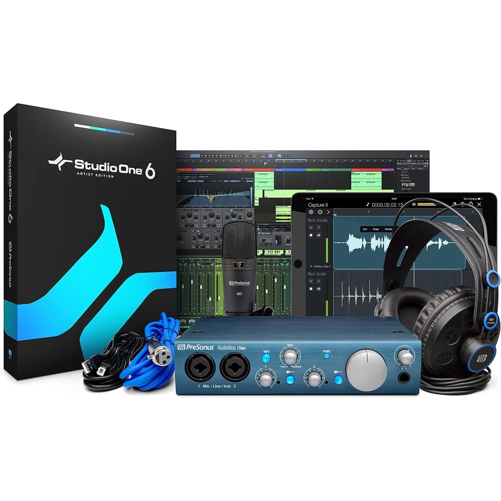 image:imagePreSonus AudioBox iTwo Studio USB 20 Recording Bundle with Interface Headphones Microphone and Studio One software