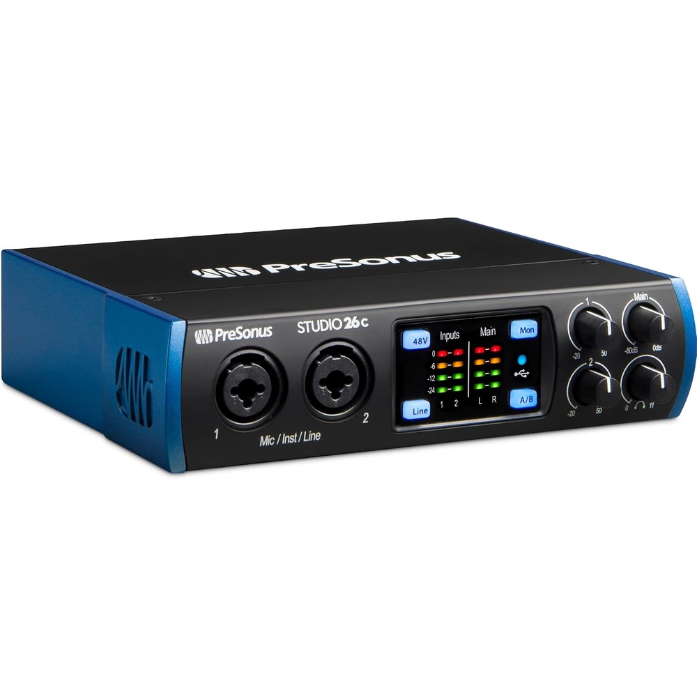 image:imagePreSonus Studio 26c 2x4 192 kHz USB Audio Interface with Studio One Artist and Ableton Live Lite DAW Recording Software
