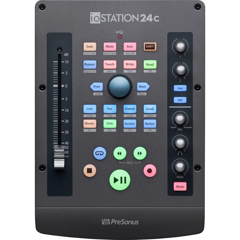 image:imagePreSonus ioStation 24c 2x2 192 kHz USB Audio Interface and Production Controller with Studio One Artist and Ableton Live Lite DAW Recording Software1 Fader Audio Interface 2 Mic Pres