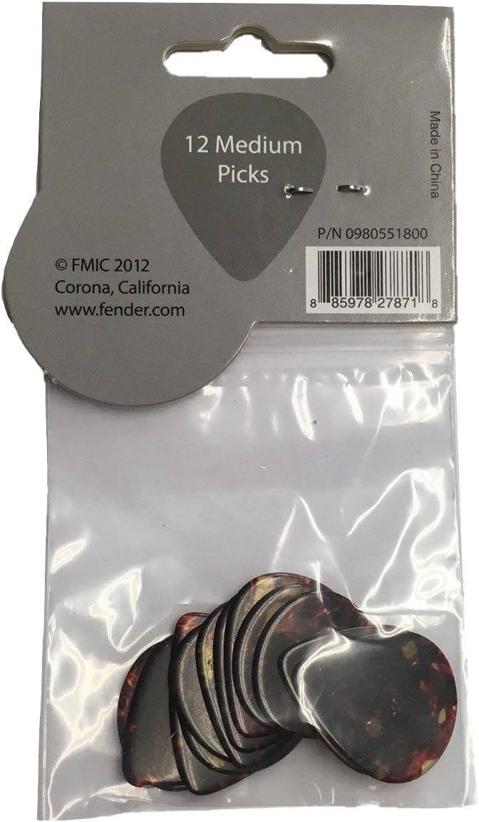 image:imageFender Classic Celluloid Guitar Picks 358 Shape Guitar Accessories Tortoise Shell Medium 12PackShell