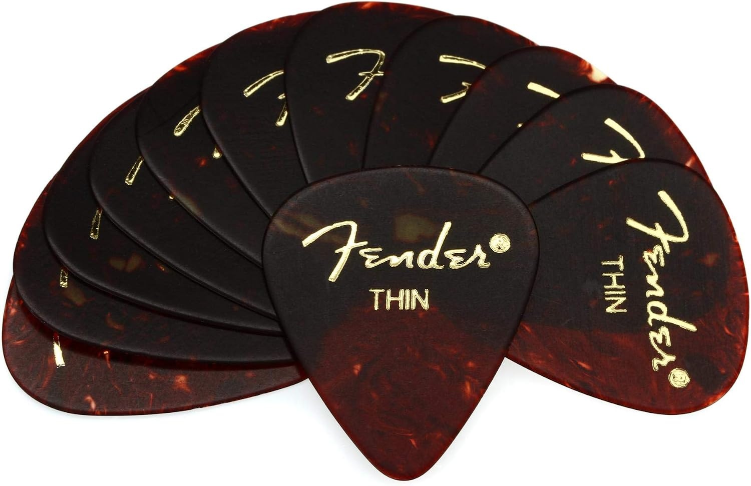 image:imageFender Classic Celluloid Guitar Picks 358 Shape Guitar Accessories Tortoise Shell Medium 12PackTortoise Shell