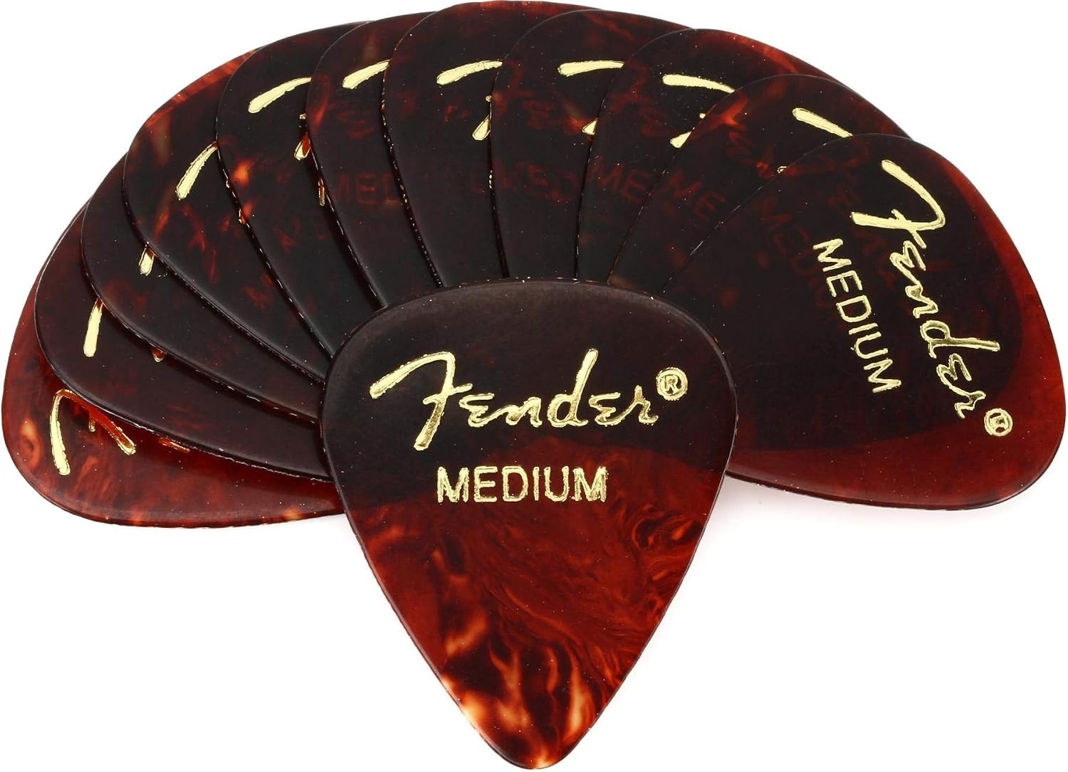 image:imageFender Classic Celluloid Guitar Picks 358 Shape Guitar Accessories Tortoise Shell Medium 12PackTortoise Shell