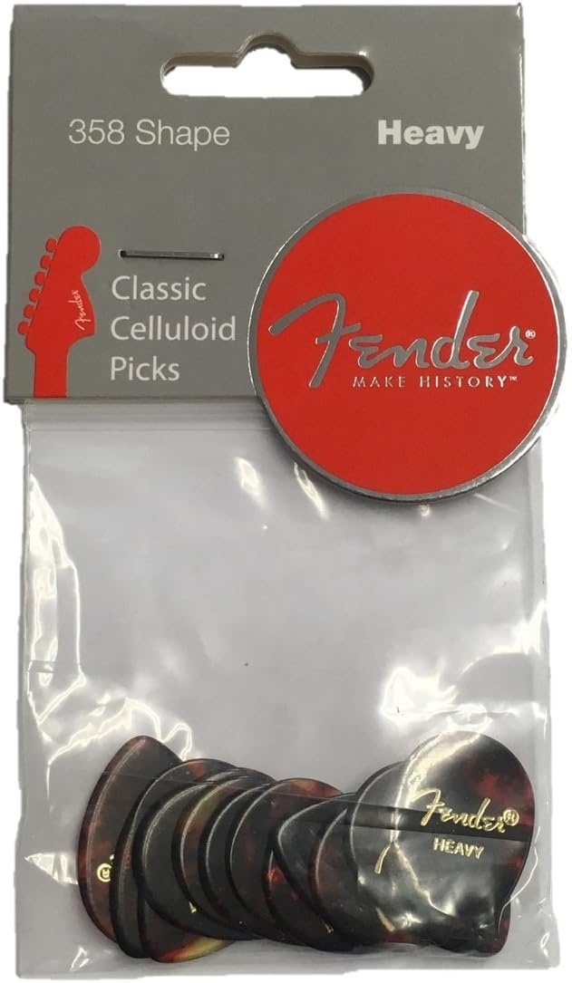 image:imageFender Classic Celluloid Guitar Picks 358 Shape Guitar Accessories Tortoise Shell Medium 12PackTortoise Shell