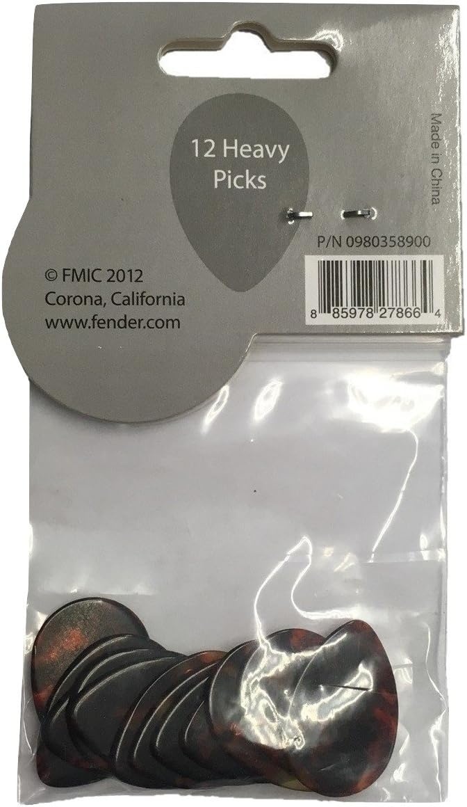 image:imageFender Classic Celluloid Guitar Picks 358 Shape Guitar Accessories Tortoise Shell Medium 12PackTortoise Shell