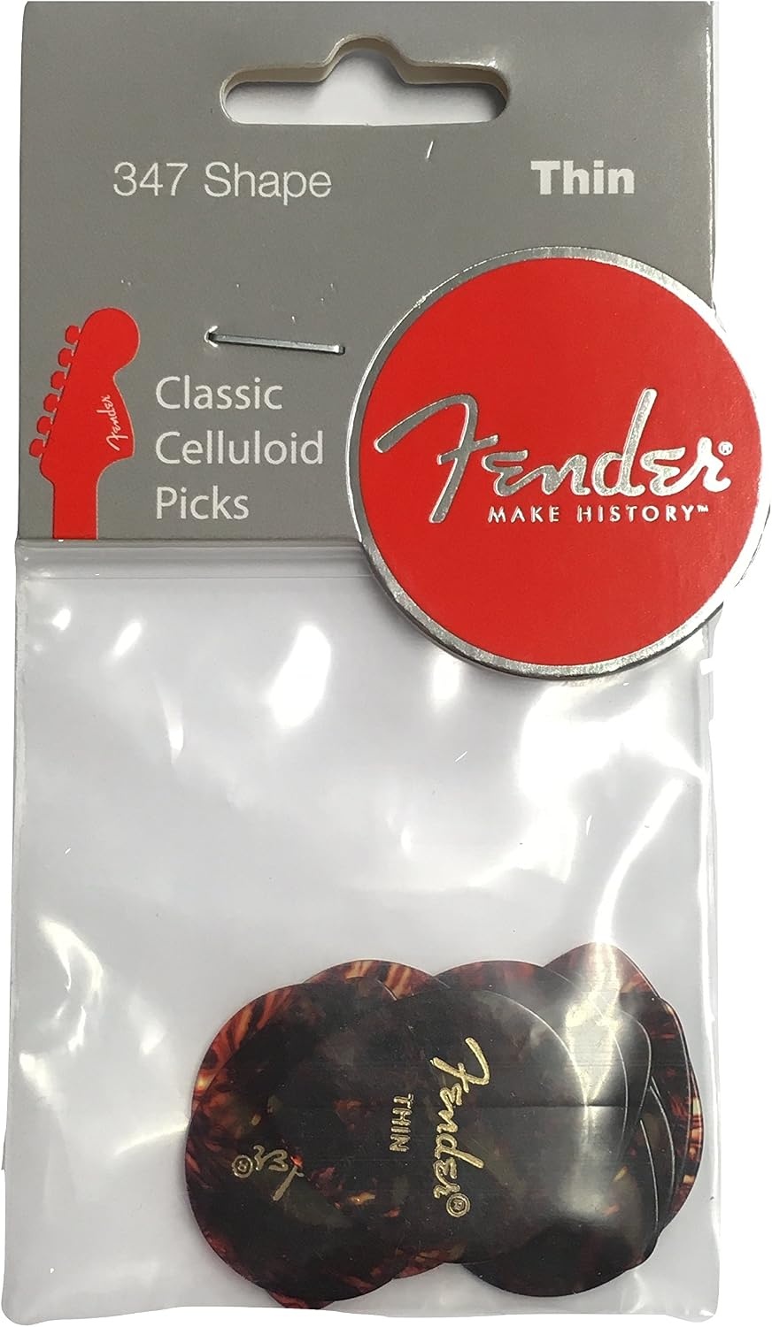 image:imageFender Classic Celluloid Guitar Picks 358 Shape Guitar Accessories Tortoise Shell Medium 12PackTortoise Shell