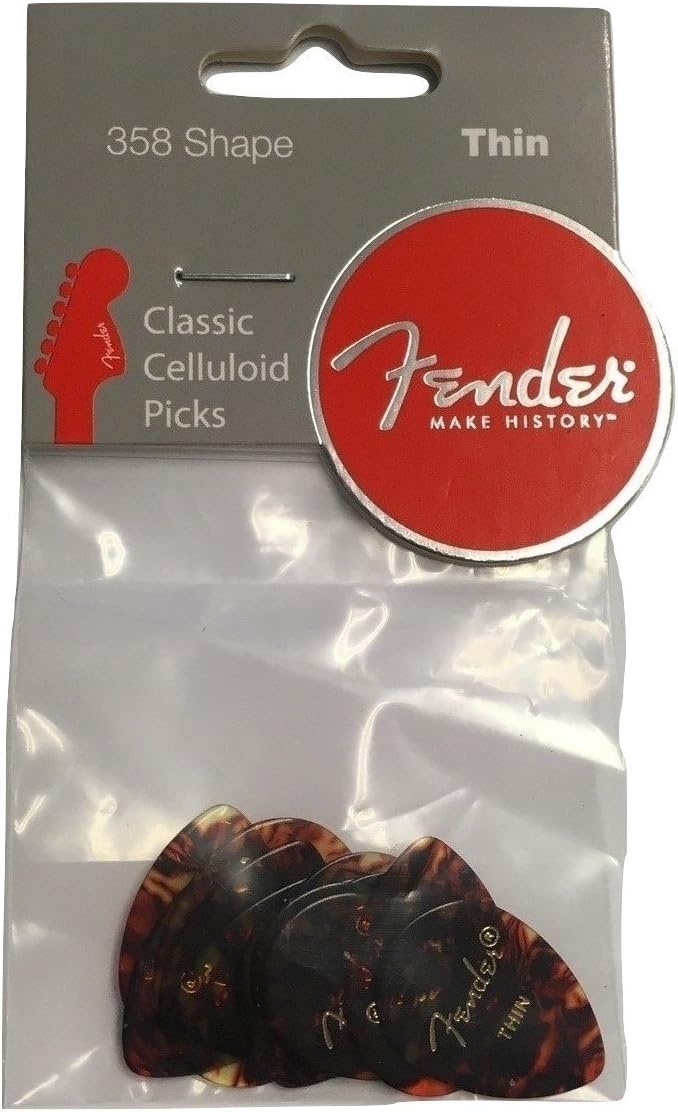 image:imageFender Classic Celluloid Guitar Picks 358 Shape Guitar Accessories Tortoise Shell Medium 12PackTortoise Shell