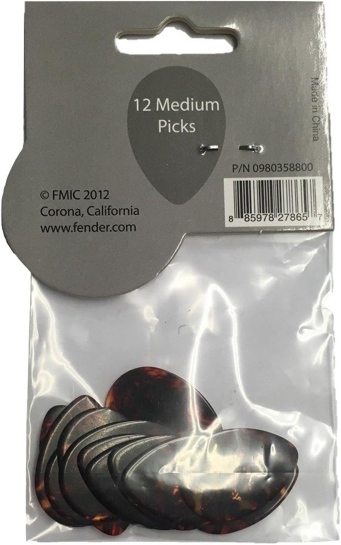 image:imageFender Classic Celluloid Guitar Picks 358 Shape Guitar Accessories Tortoise Shell Medium 12PackTortoise Shell