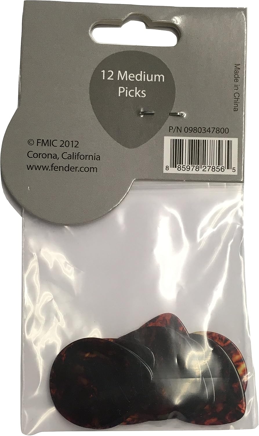 image:imageFender Classic Celluloid Guitar Picks 358 Shape Guitar Accessories Tortoise Shell Medium 12PackTortoise Shell