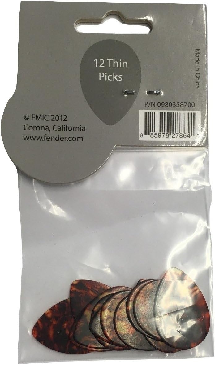 image:imageFender Classic Celluloid Guitar Picks 358 Shape Guitar Accessories Tortoise Shell Medium 12PackTortoise Shell
