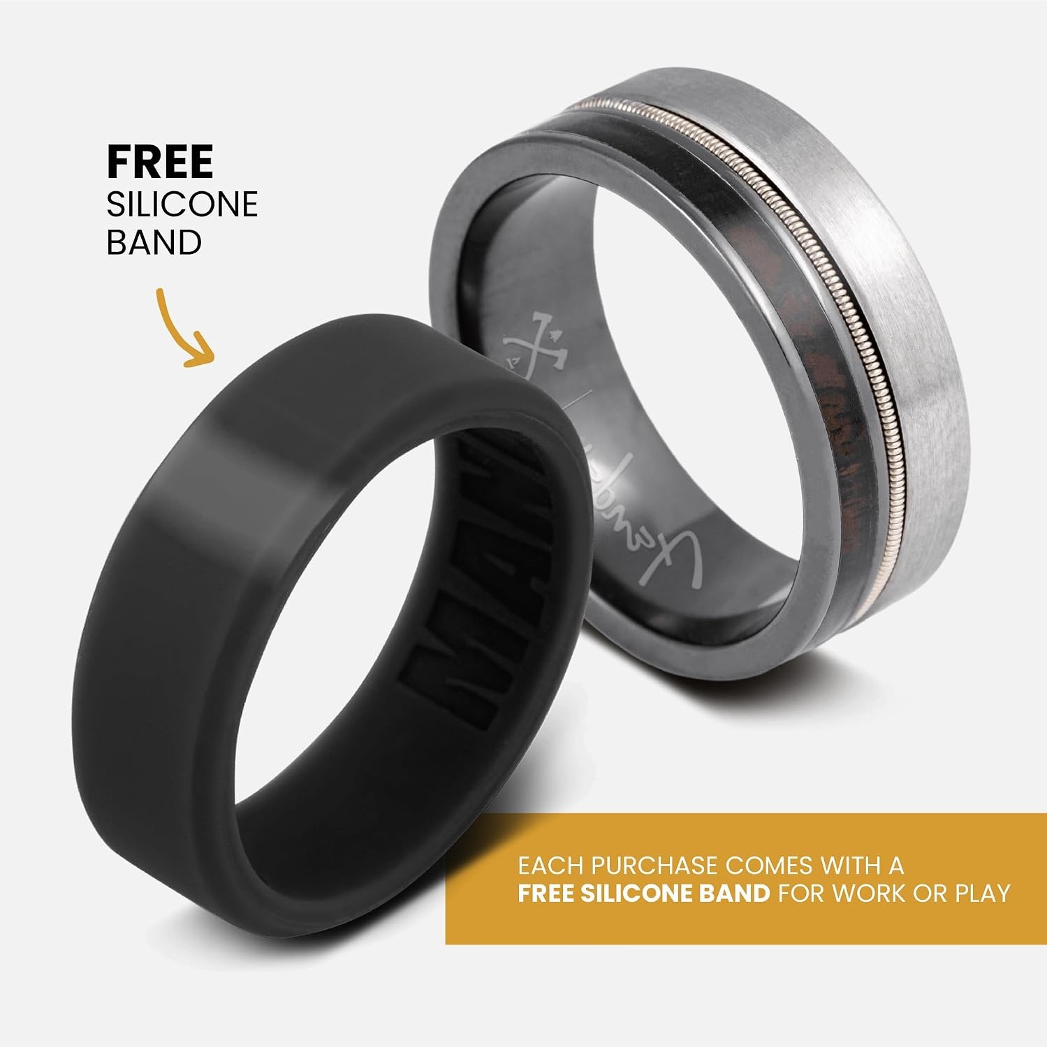 image:imageManly Bands Mens Officially Licensed Fender Wedding Bands and Rings Fender Collectibles for Guitar Enthusiasts Free Silicone Ring IncludedThe Electric