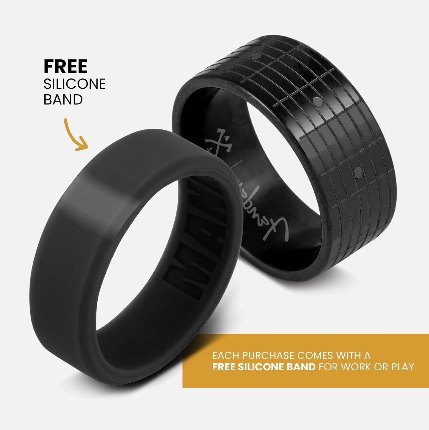 image:imageManly Bands Mens Officially Licensed Fender Wedding Bands and Rings Fender Collectibles for Guitar Enthusiasts Free Silicone Ring IncludedThe Riff