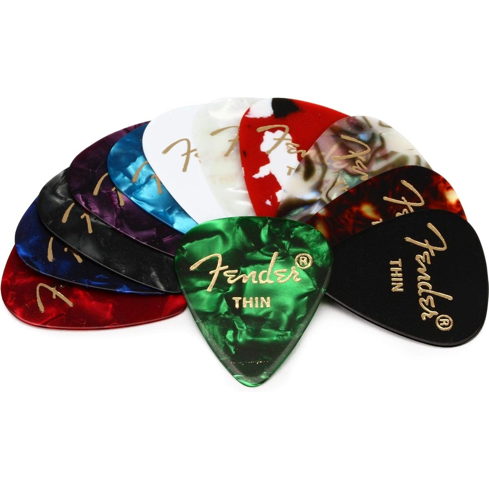 image:imageFender Classic Celluloid Guitar Picks 358 Shape Guitar Accessories Tortoise Shell Medium 12PackColor Medley