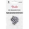 Fender Premium Celluloid Guitar Picks 351 Shape, Ocean Turquoise, Thin, 12-Pack(Checkerboard)