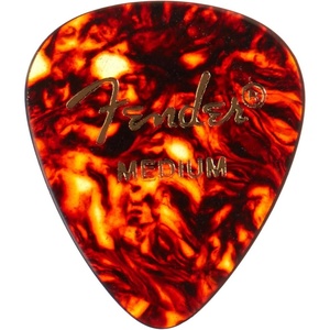 Fender Classic Celluloid Guitar Picks 358 Shape, Guitar Accessories, Tortoise Shell, Medium, 12-Pack(Shell)