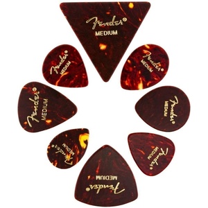 Fender Classic Celluloid Guitar Picks 358 Shape, Guitar Accessories, Tortoise Shell, Medium, 12-Pack(Tortoise Shell)