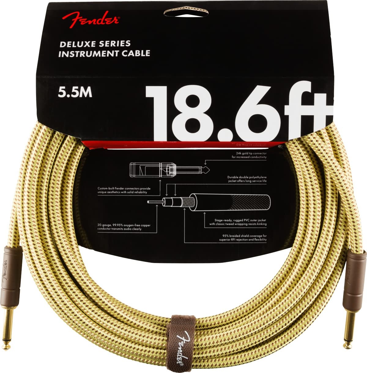 image:imageFender 10Foot Original Instrument Cable Compatible with Modem StraightStraight Black 1 PackTweed