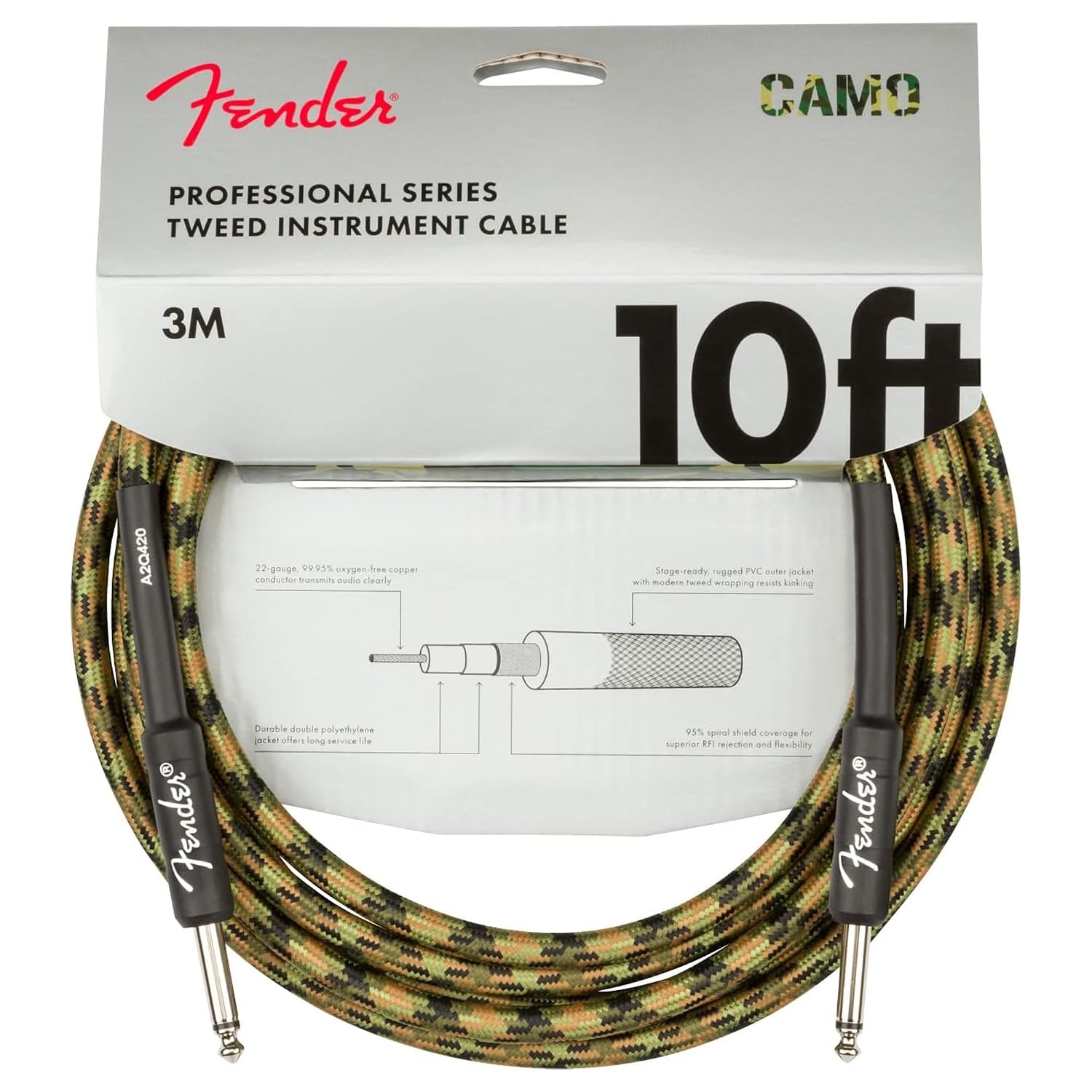 image:imageFender 10Foot Original Instrument Cable Compatible with Modem StraightStraight Black 1 PackWoodland Camo