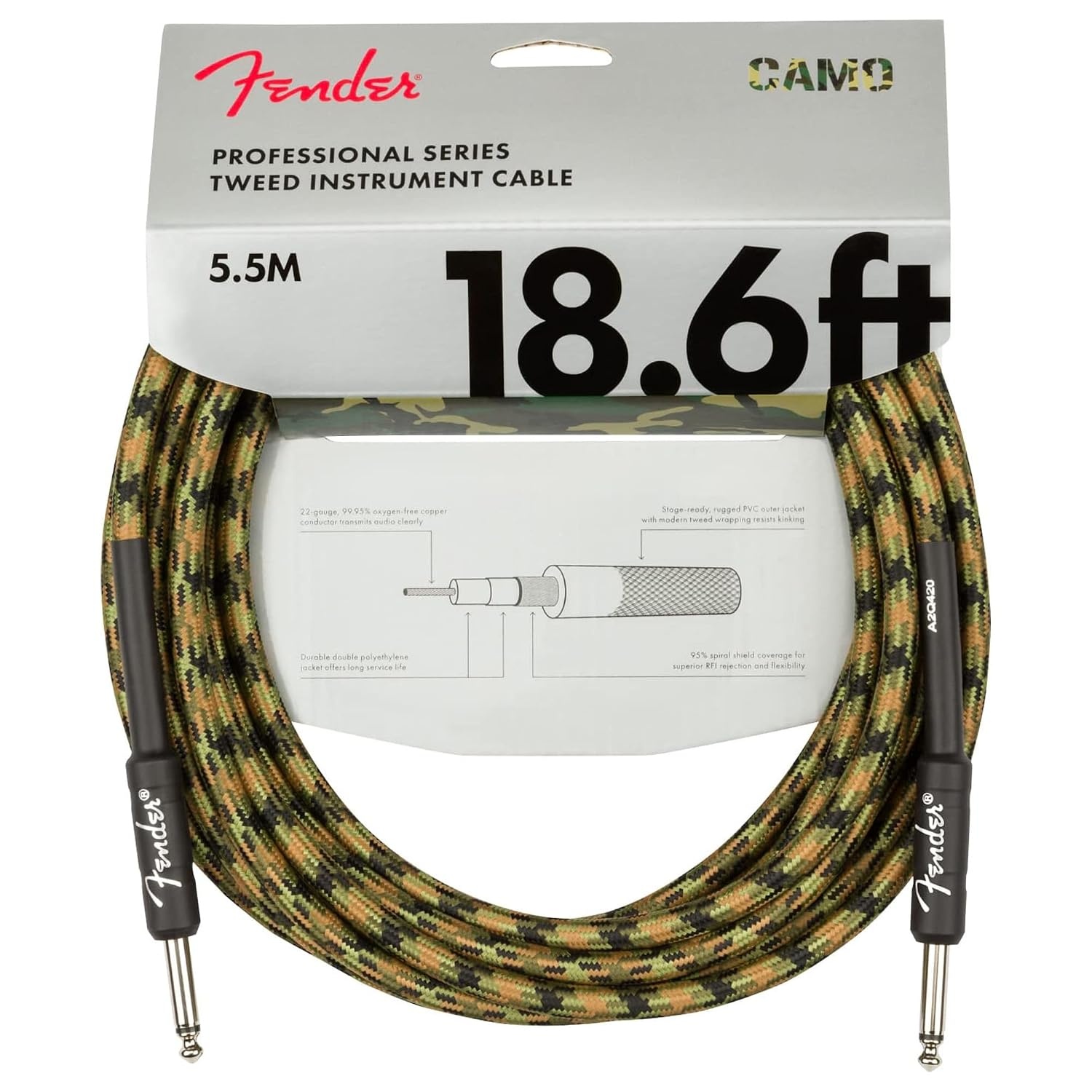 image:imageFender 10Foot Original Instrument Cable Compatible with Modem StraightStraight Black 1 PackWoodland Camo