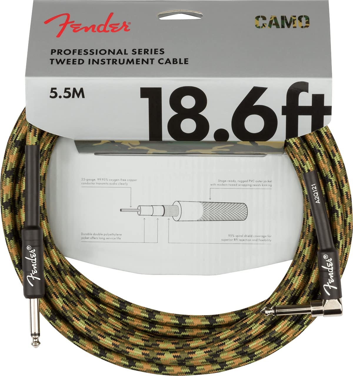 image:imageFender 10Foot Original Instrument Cable Compatible with Modem StraightStraight Black 1 PackWoodland Camo