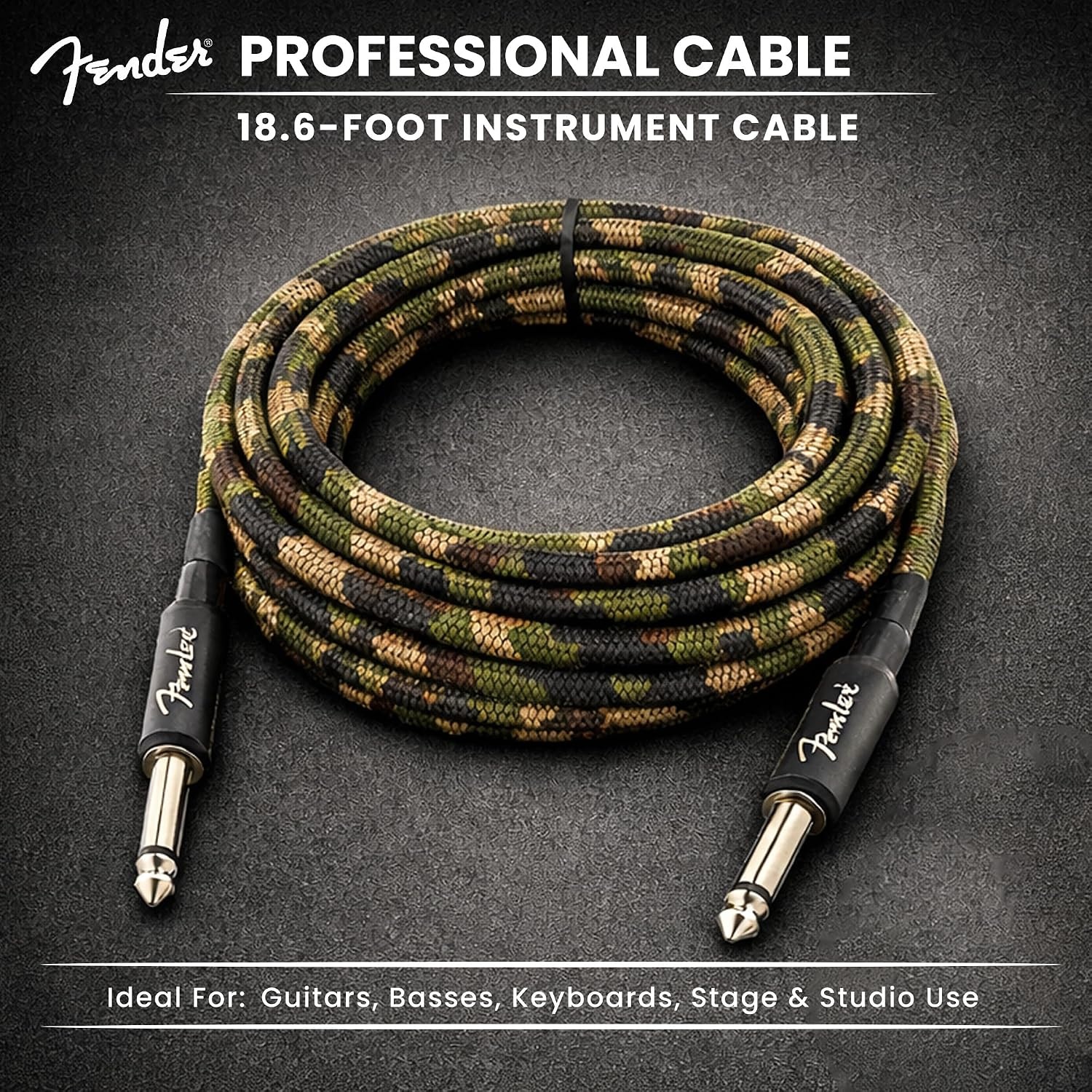 image:imageFender 10Foot Original Instrument Cable Compatible with Modem StraightStraight Black 1 PackWoodland Camo