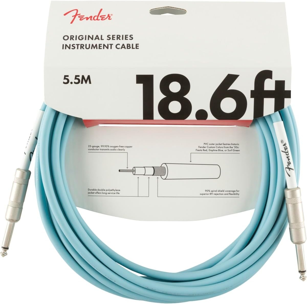 image:imageFender Original Series Instrument Cable Guitar Cable Guitar Accessories StraightStraight Daphne Blue 10ftDaphne Blue