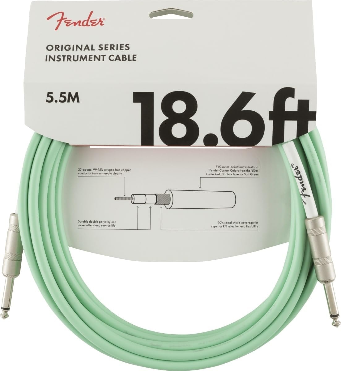image:imageFender Original Series Instrument Cable Guitar Cable Guitar Accessories StraightStraight Daphne Blue 10ftSurf Green