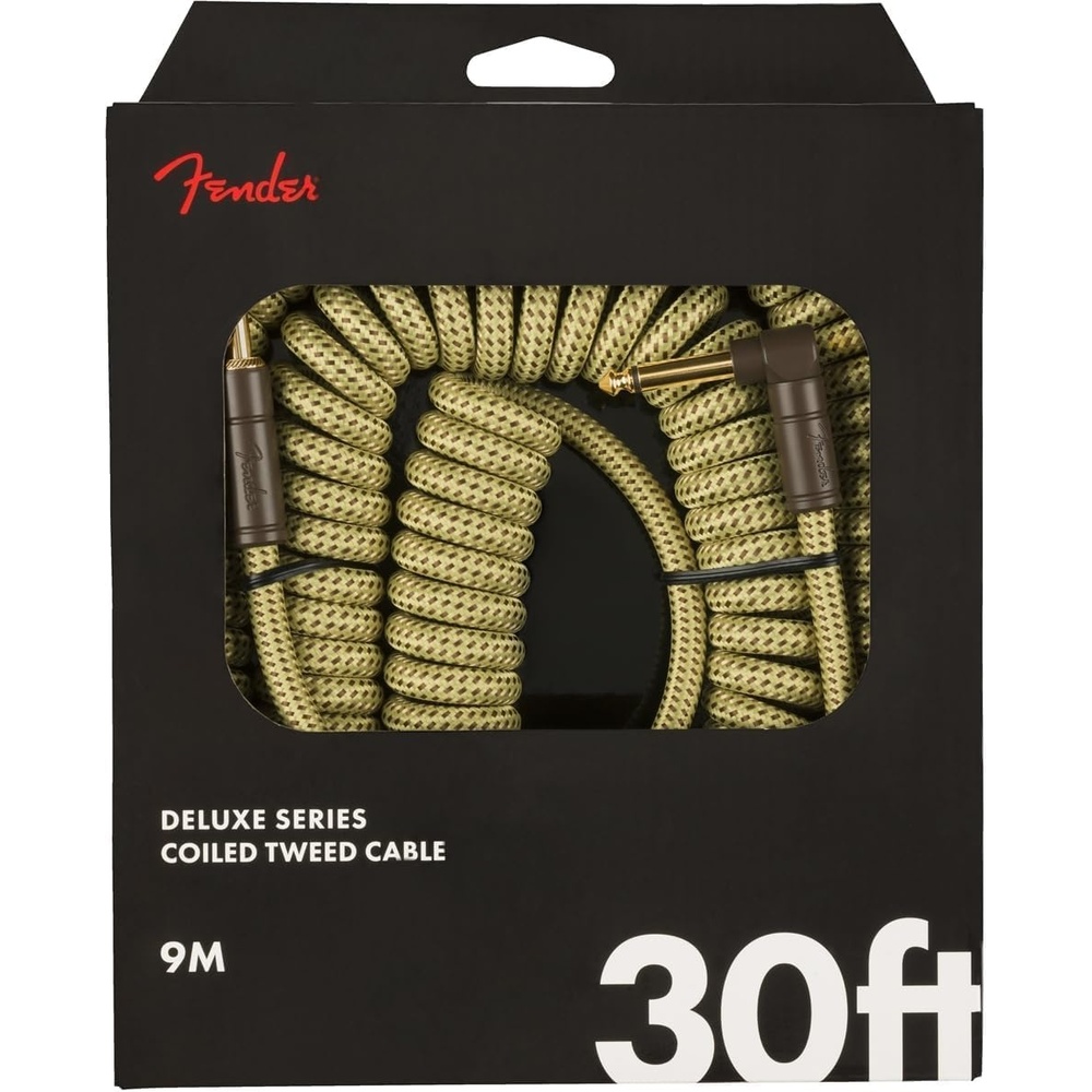 image:imageFender Deluxe Series Coiled Instrument Cable Guitar Cable Guitar Accessories StraightAngle Black Tweed 30ftTweed