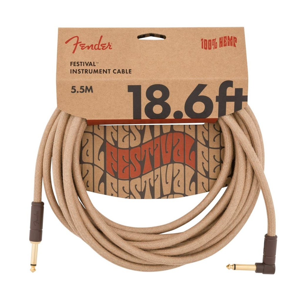 image:imageFender Festival Hemp Instrument Cable Guitar Cable Guitar Accessories StraightAngle Green 10ftNatural