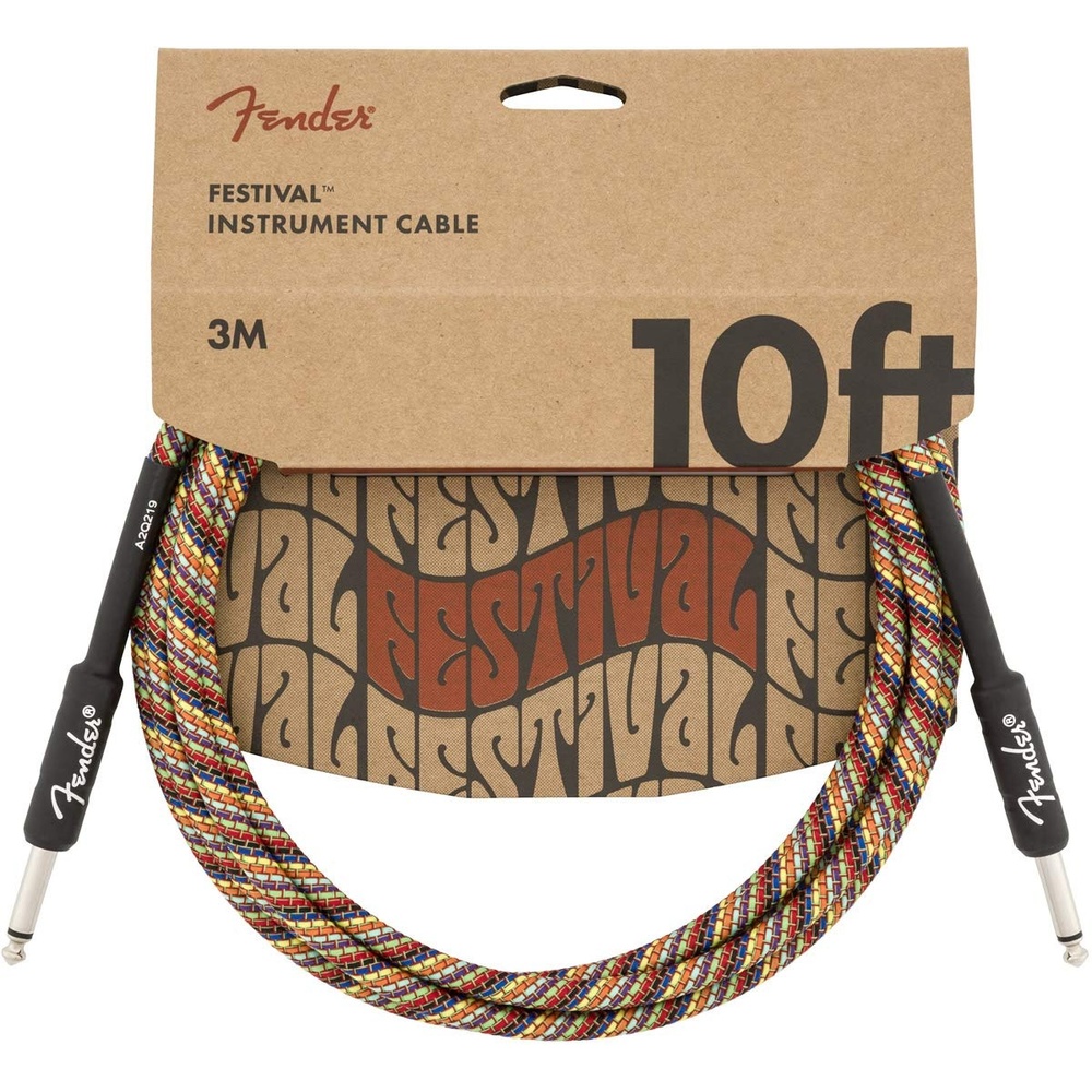 image:imageFender Festival Hemp Instrument Cable Guitar Cable Guitar Accessories StraightAngle Green 10ftRainbow