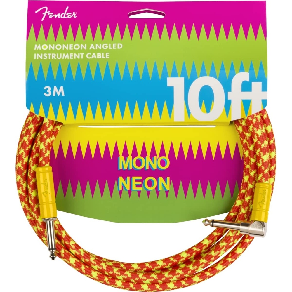 image:imageFender MonoNeon Instrument Cable StraightAngle OrangeYellow Tweed 10ft