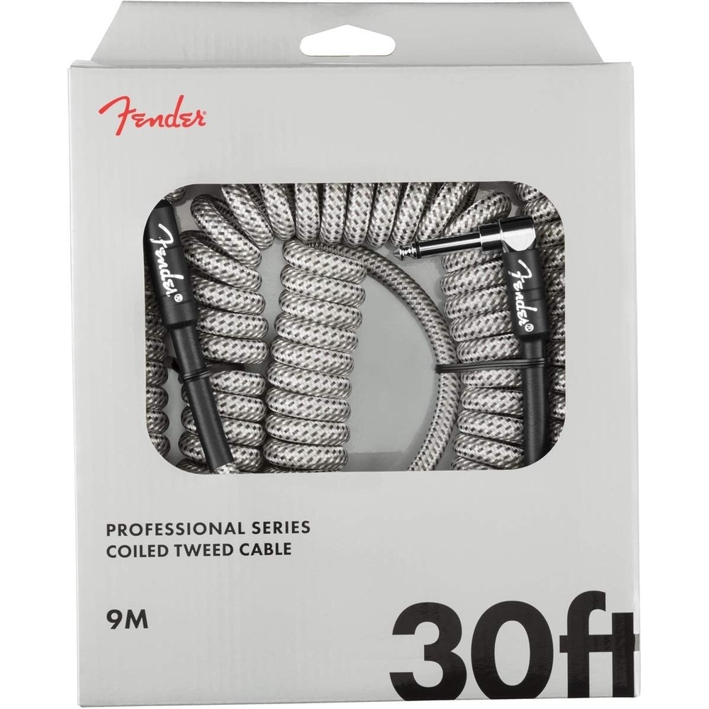 image:imageFender Professional Series Tweed Coiled Instrument Cable Guitar Cable Guitar Accessories StraightAngle White 30ftGrey Tweed