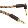 Fender Festival Hemp Instrument Cable, Guitar Cable, Guitar Accessories, Straight/Angle, Green, 10ft(Brown Stripe)
