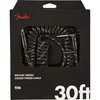 Fender Deluxe Series Coiled Instrument Cable, Guitar Cable, Guitar Accessories, Straight/Angle, Black Tweed, 30ft(Black)