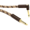Fender Festival Hemp Instrument Cable, Guitar Cable, Guitar Accessories, Straight/Angle, Green, 10ft(Brown Stripe)