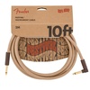 Fender Festival Hemp Straight to Right Angle Instrument Cable – 10 Foot Natural(Natural)
