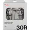 Fender Professional Series Tweed Coiled Instrument Cable, Guitar Cable, Guitar Accessories, Straight/Angle, White, 30ft(Grey Tweed)