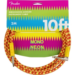 Fender MonoNeon Instrument Cable, Straight/Angle, Orange/Yellow Tweed, 10ft