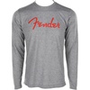 Fender Spaghetti Logo Long Sleeve T-Shirt, Heather Gray, S(Gray)