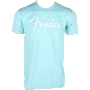 Fender Spaghetti Logo T-Shirt, Olympic White, XL(Daphne Blue)