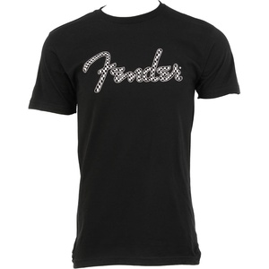 Fender Spaghetti Logo Wavy Checker T-Shirt, 100% Cotton, Pink Checker, S(XX-Large)