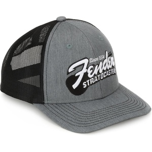 Fender Stratocaster Guitar Hat, Trucker Ht with Adjustable Strap, Heather Gray
