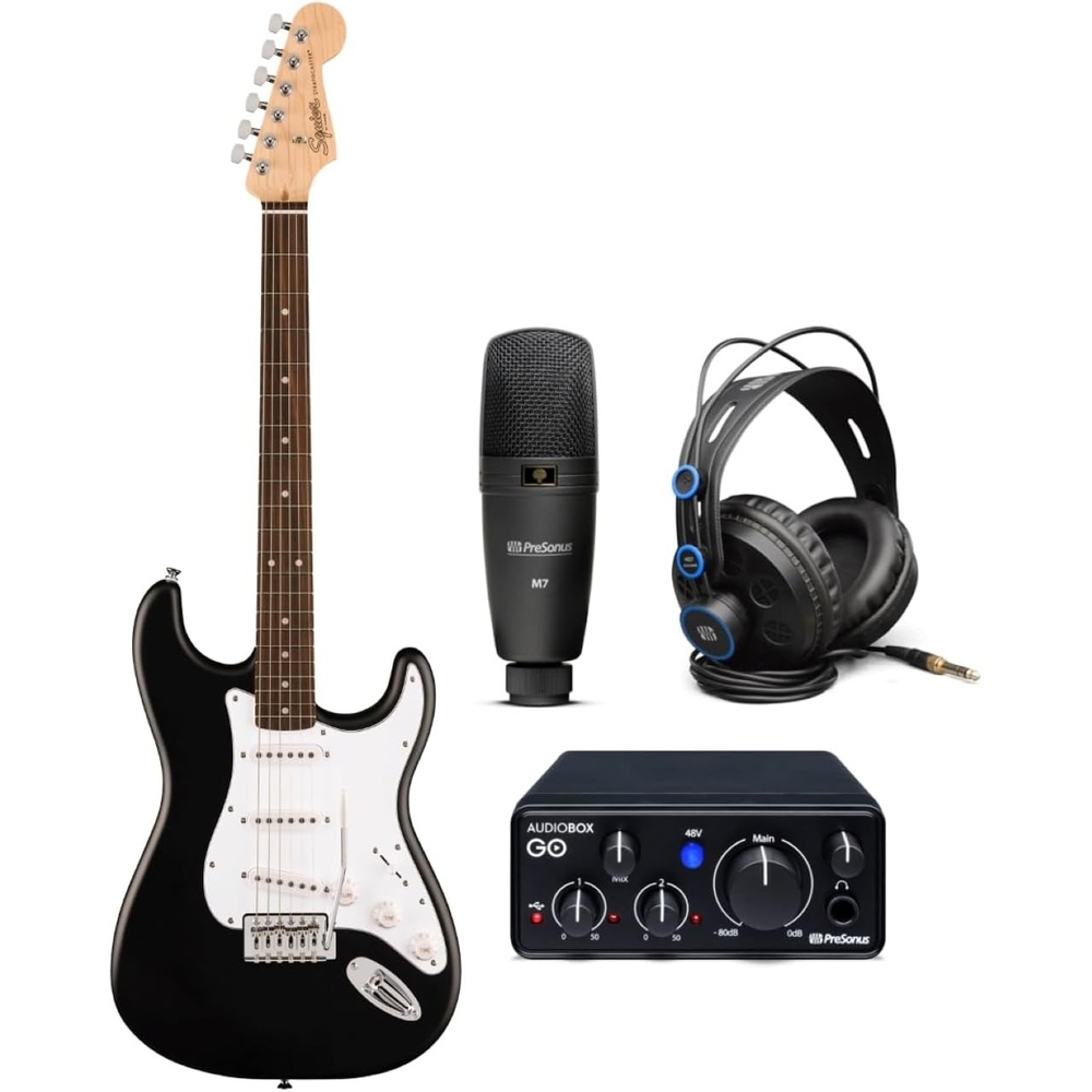image:imageFender Squier Debut Series Stratocaster Black PreSonus AudioBox Go Creator Bundle