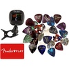 Fender Clip-On Tuner Bundle With Picks Sampler and Online Lessons(Tuner + Picks)