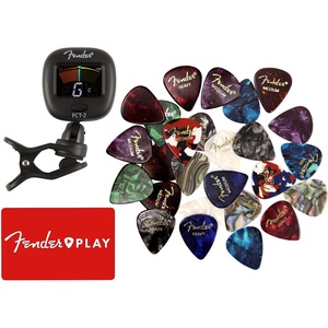 Fender Clip-On Tuner Bundle With Picks Sampler and Online Lessons(Tuner + Picks)